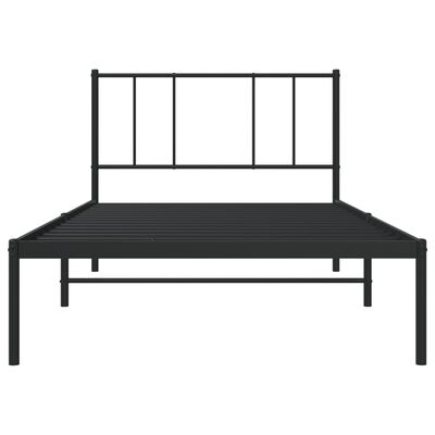 vidaXL Cadre de lit métal avec tête de lit noir 100x190 cm