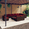 vidaXL Salon de jardin 11 pcs avec coussins R&eacute;sine tress&eacute;e Marron