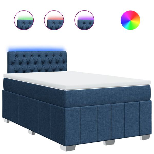 vidaXL Sommier &agrave; lattes de lit avec matelas bleu 120x190 cm tissu
