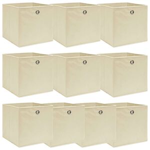 vidaXL Bo&icirc;tes de rangement 10 pcs Cr&egrave;me 32x32x32 cm Tissu