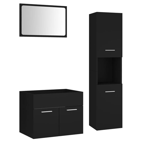 vidaXL Ensemble de meubles de salle de bain Noir Bois d'ing&eacute;nierie