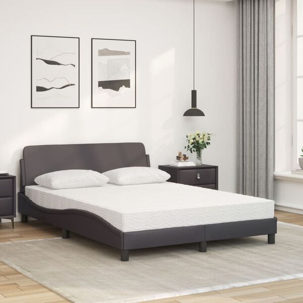 vidaXL Lit avec matelas Dover gris 140x200 cm similicuir