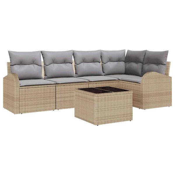 vidaXL Ensemble de canapé de jardin 6 pcs beige et gris clair