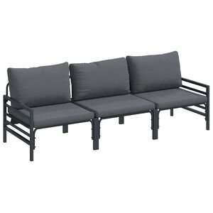vidaXL Ensemble de canap&eacute; de jardin avec coussin 3 pcs Noir Acier