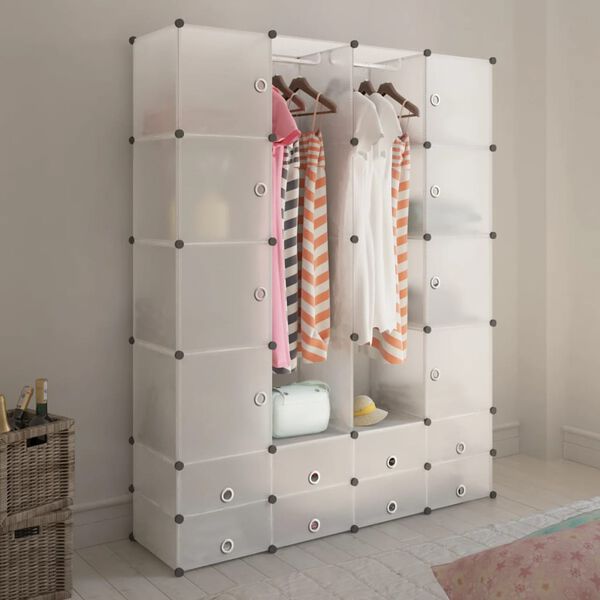 vidaXL Cabinet modulable avec 18 compartiments blanc 37x146x180,5 cm