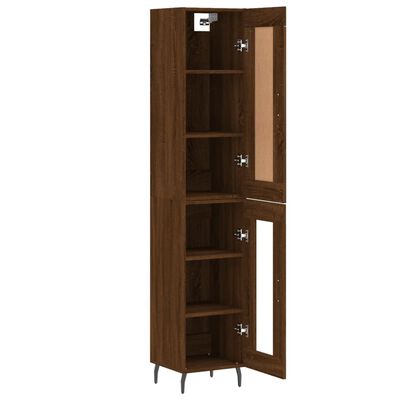 vidaXL Buffet haut Chêne marron 34,5x34x180 cm Bois d'ingénierie