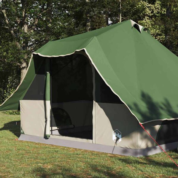 vidaXL Tente Tipi avec toit Vert 358 x 296 x 258 cm taffetas