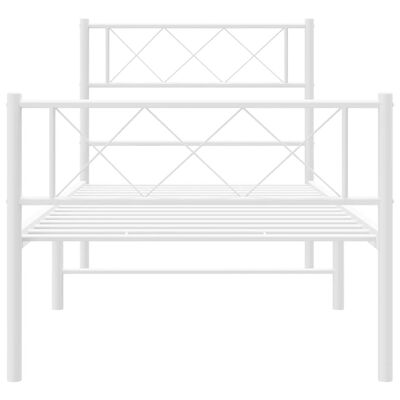 vidaXL Cadre de lit métal sans matelas avec pied de lit blanc 90x190cm