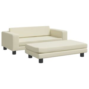 vidaXL Canap&eacute; avec repose-pied pour enfants cr&egrave;me 100x50x30 cm