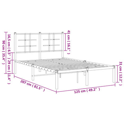 vidaXL Cadre de lit métal sans matelas avec tête de lit noir 120x200cm