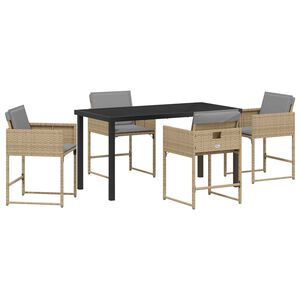 vidaXL Ensemble de salle &agrave; manger pour jardin 5 pc Beige polyrotin