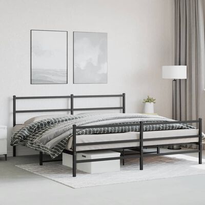 vidaXL Cadre de lit métal sans matelas avec pied de lit noir 200x200cm