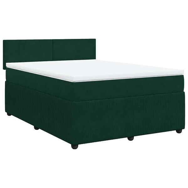 vidaXL Sommier &agrave; lattes de lit et matelas Vert fonc&eacute; 140x190cm Velours
