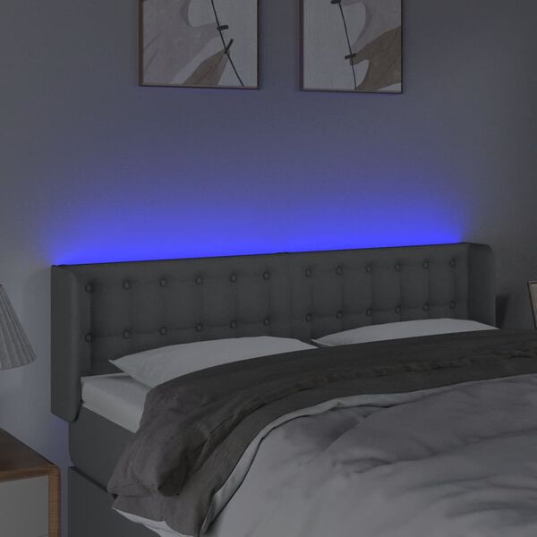 vidaXL T&ecirc;te de lit &agrave; LED Gris clair 147x16x78/88 cm Tissu