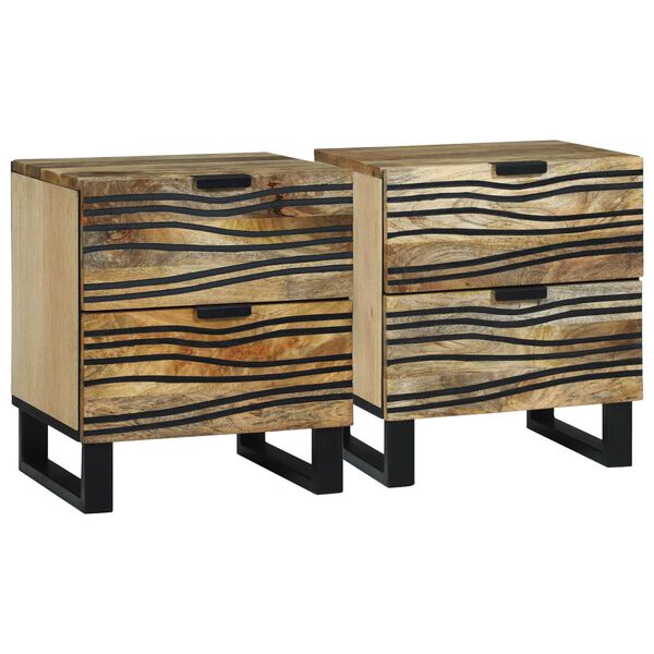 vidaXL Cabinet de chevet avec tiroir 2 pcs Marron 40 x 33 x 46 cm