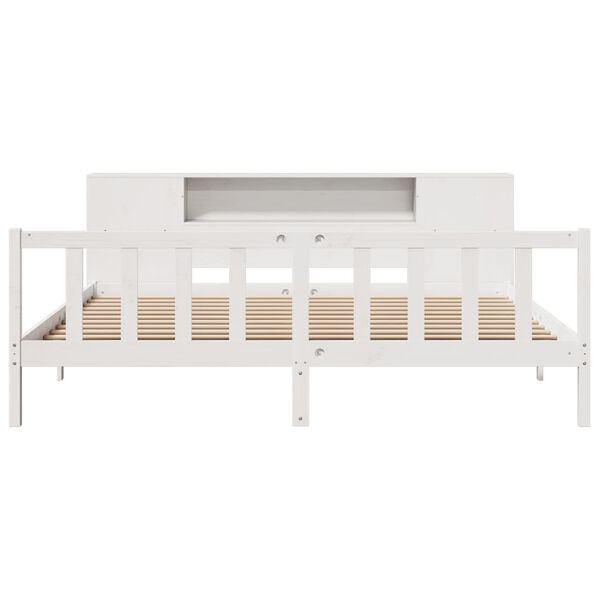 vidaXL Lit biblioth&egrave;que sans matelas blanc 200x200 cm bois pin massif