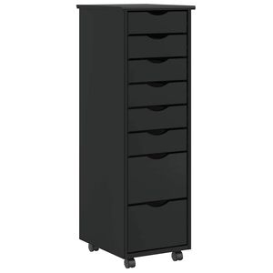 vidaXL Armoire roulante avec tiroirs MOSS noir bois de pin solide