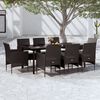 vidaXL Ensemble &agrave; manger de jardin avec coussins 9 pcs noir