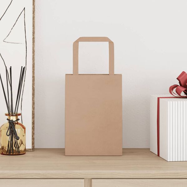 vidaXL Sacs en papier 250 pcs avec poign&eacute;es marron 15x8x21 cm