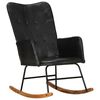 vidaXL Chaise &agrave; bascule Noir Cuir v&eacute;ritable