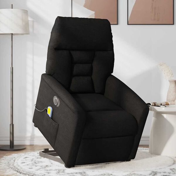 vidaXL Fauteuil inclinable de massage &eacute;lectrique Noir Tissu