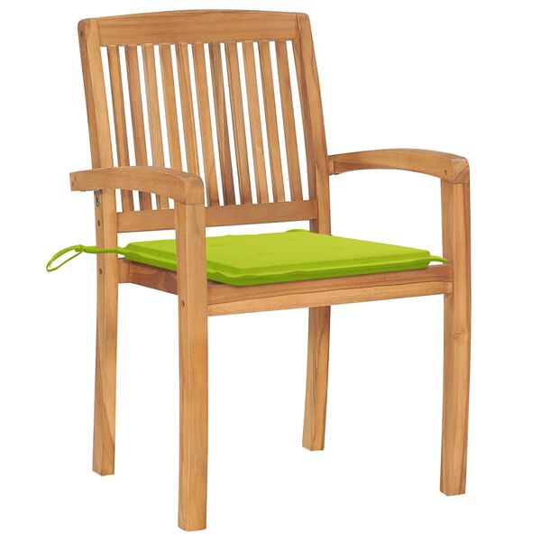 vidaXL Chaises de jardin lot de 2 avec coussins vert vif Teck massif
