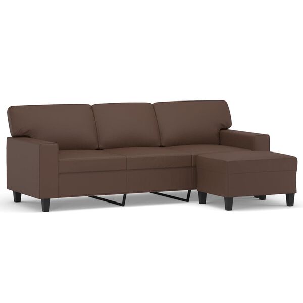 vidaXL Canap&eacute; &agrave; 3 places avec repose-pieds Marron 180 cm Similicuir