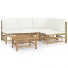 vidaXL Salon de jardin 5 pcs avec coussins blanc cr&egrave;me bambou
