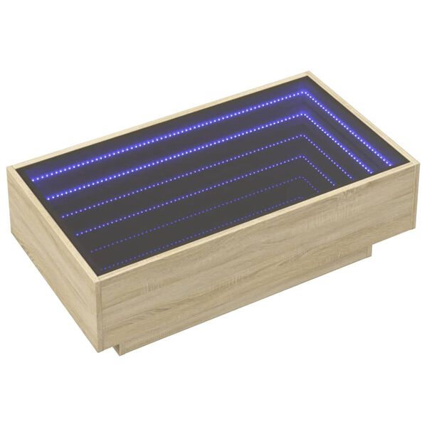vidaXL Table basse avec LED ch&ecirc;ne sonoma 90x50x30 cm bois d'ing&eacute;nierie