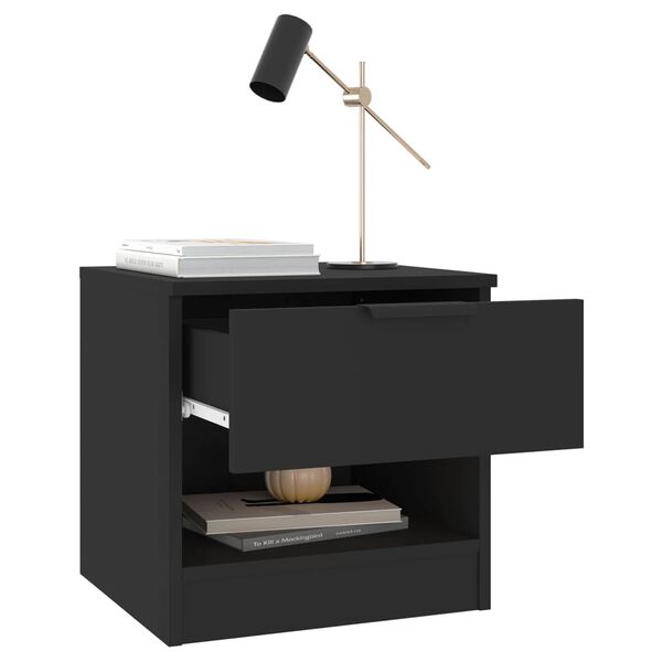 vidaXL Tables de chevet 2 pcs Noir Bois d'ing&eacute;nierie