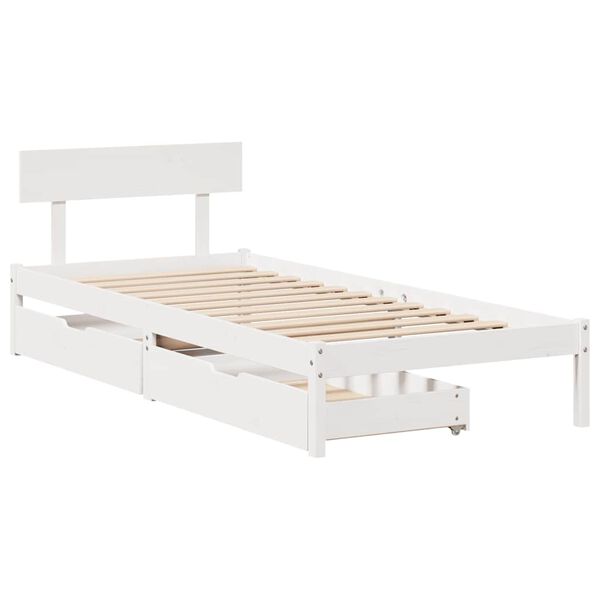 vidaXL Cadre de lit sans matelas blanc 90x190 cm bois de pin massif
