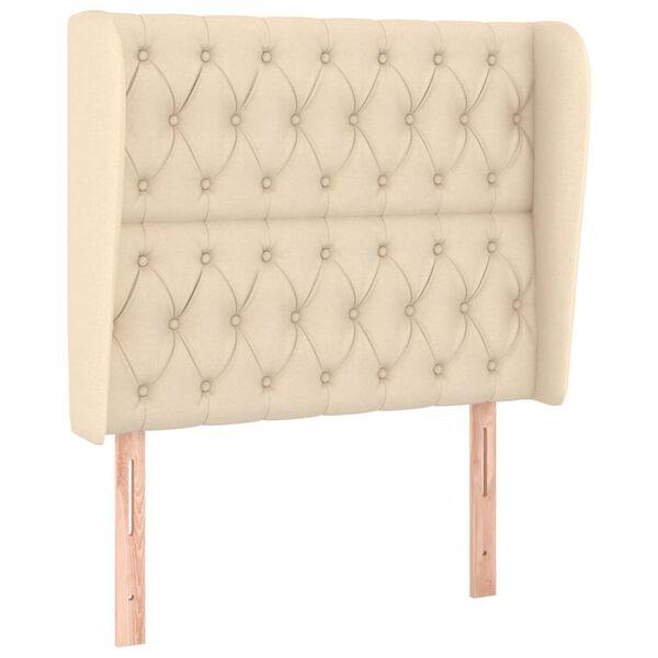 vidaXL T&ecirc;te de lit avec oreilles Cr&egrave;me 93x23x118/128 cm Tissu