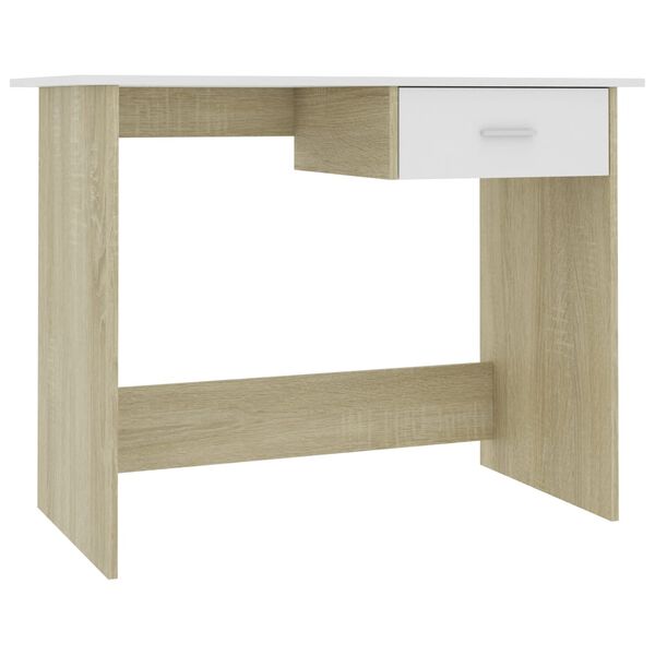 vidaXL Bureau Blanc et ch&ecirc;ne sonoma 100 x 50 x 76 cm Agglom&eacute;r&eacute;