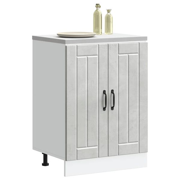 vidaXL Meuble de base de lavabo Lucca gris b&eacute;ton bois ing&eacute;nierie