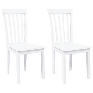vidaXL Chaises &agrave; manger 2 pcs blanc bois massif caoutchouc