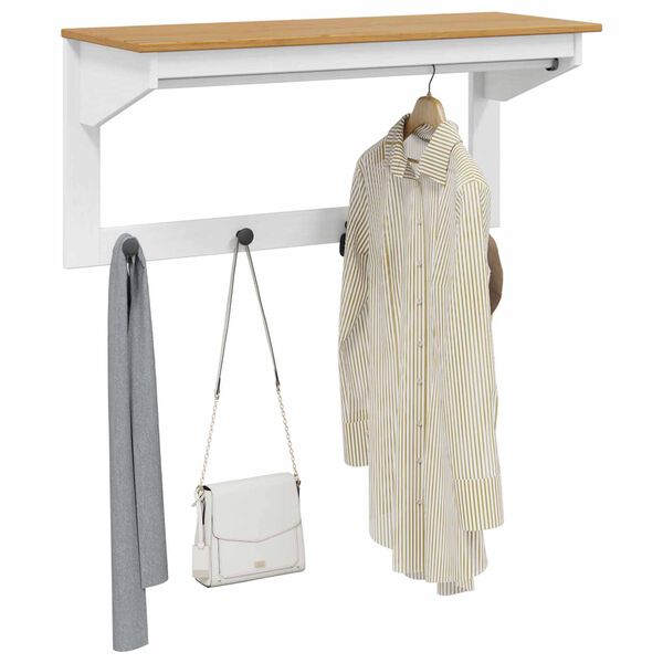 vidaXL Porte-manteau Hill Blanc et marron miel 90 x 35 x 41,5 cm