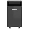 vidaXL Armoire lat&eacute;rale avec roues Gris brillant Bois d&rsquo;ing&eacute;nierie