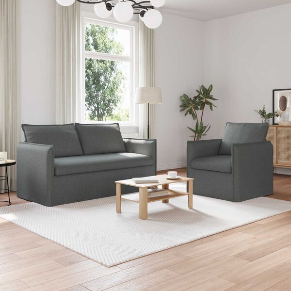 vidaXL Ensemble de Canap&eacute;s 2 pcs Gris fonc&eacute; 156 x 82 x 85 cm Tissu