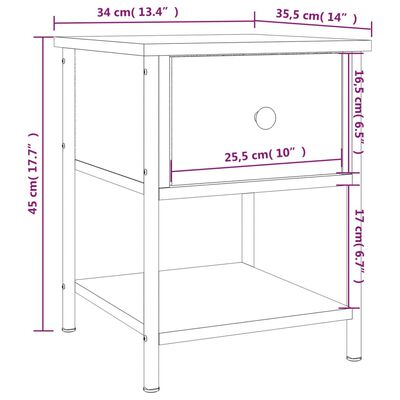 vidaXL Table de chevet chêne fumé 34x35,5x45 cm bois d'ingénierie