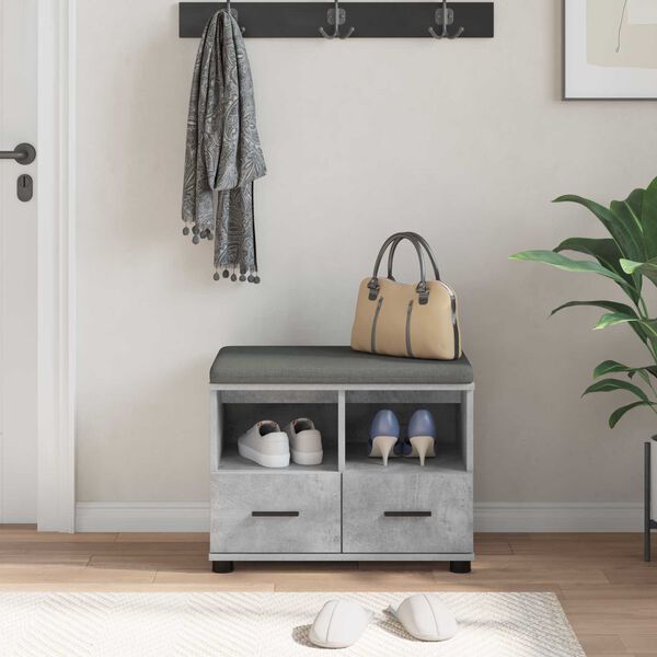 vidaXL Banc d'entr&eacute;e avec coussin Gris b&eacute;ton 60 x 38 x 46 cm