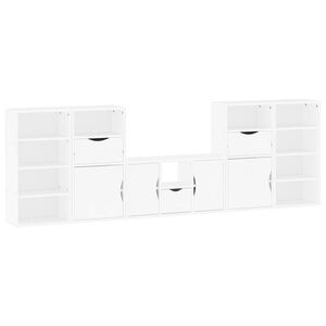vidaXL Meubles TV 5 pcs avec rangement ODDA blanc bois de pin massif