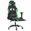 vidaXL Chaise de jeu de massage et repose-pied Noir et vert Similicuir