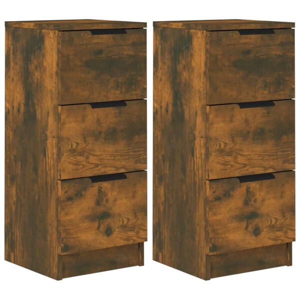 vidaXL Buffets 2 pcs Chêne fumé 30x30x70 cm Bois d'ingénierie