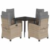 vidaXL Ensemble &agrave; manger de jardin coussins 5 pcs m&eacute;lange beige rotin