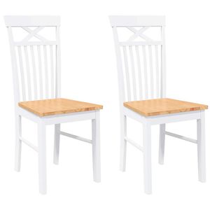 vidaXL Chaises &agrave; manger 2 pcs blanc bois massif caoutchouc