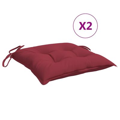 vidaXL Coussins de chaise lot de 2 rouge bordeaux 40x40x7 cm