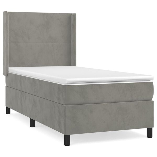vidaXL Sommier &agrave; lattes de lit et matelas Gris clair 80x200 cm Velours