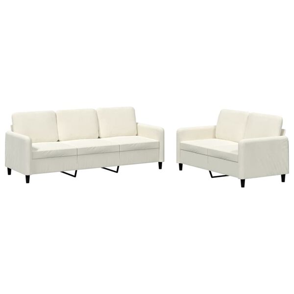 vidaXL Ensemble de canap&eacute;s 2 pcs cr&egrave;me velours