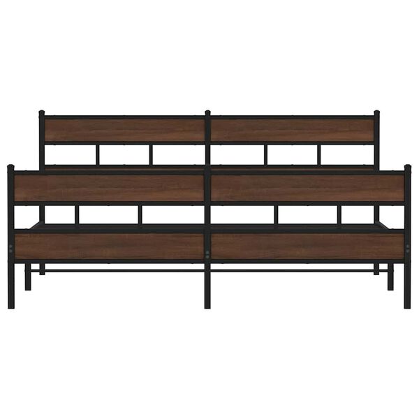 vidaXL Cadre de lit en m&eacute;tal sans matelas ch&ecirc;ne marron 183x213 cm
