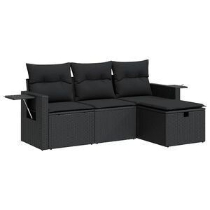 vidaXL Salon de jardin 4 pcs avec coussins noir r&eacute;sine tress&eacute;e